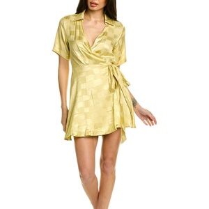 Fate SATIN WRAP DRESS YELLOW medium